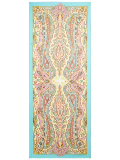 Etro Paisley-print Silk Scarf In Blue
