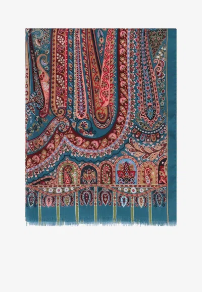 Etro Paisley Print Silk Scarf In Multi