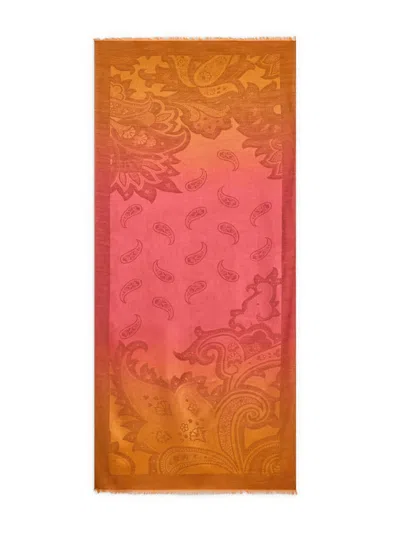 Etro Paisley-print Silk Scarf In Orange