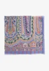 Etro Paisley Print Frayed Edge Scarf In Purple
