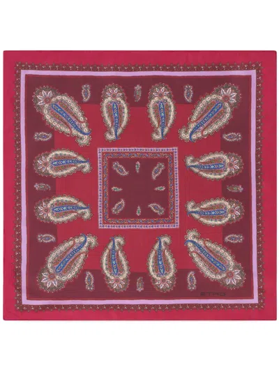 Etro Paisley-print Silk Scarf In Red