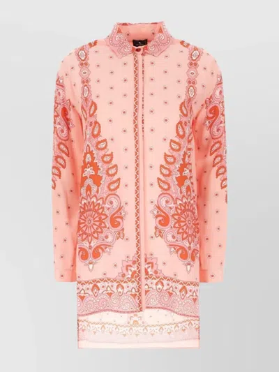 Etro Paisley Print Silk Shirt In Pink