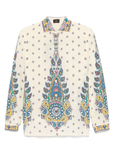 Etro Paisley Print Silk Shirt In White