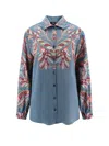 Etro Paisley Print Crepe De Chine Long-sleeved Shirt In Blue