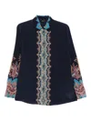 Etro Silk Shirt With Paisley Print And Collar In Blue