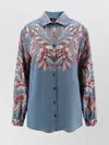 Etro Women Paisley Print Silk Shirt In Blue