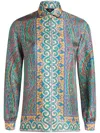 Etro Multi-coloured Silk Paisley Shirt In Green