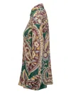 Etro Floral Paisley Print Long Sleeve Silk Top In Green