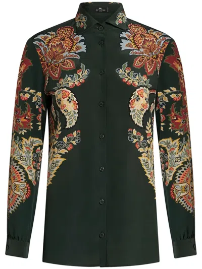 Etro Paisley Print Button Down Silk Shirt In Multi