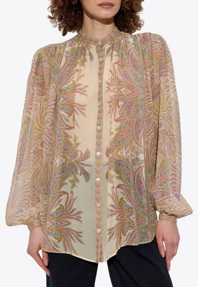 Etro Paisley Print Silk Shirt In Multicolor