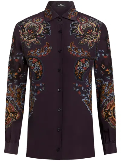 Etro Paisley-print Silk Shirt In Black  