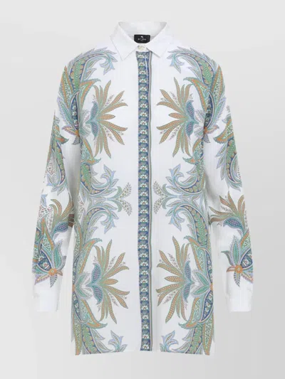 Etro Paisley Print Silk Shirt With Buttoned Cuffs In Multi