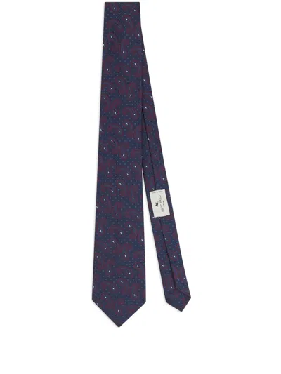Etro Paisley-print Silk Tie In Blue