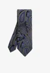 Etro Paisley Print Silk Tie In Gray