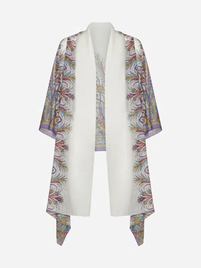 Etro Paisley Print Silk Top In White,multicolor