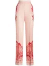Etro Silk Trousers With Placed Flower Print In 橘色