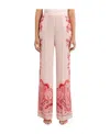 Etro Silk Trousers With Placed Flower Print In Pink