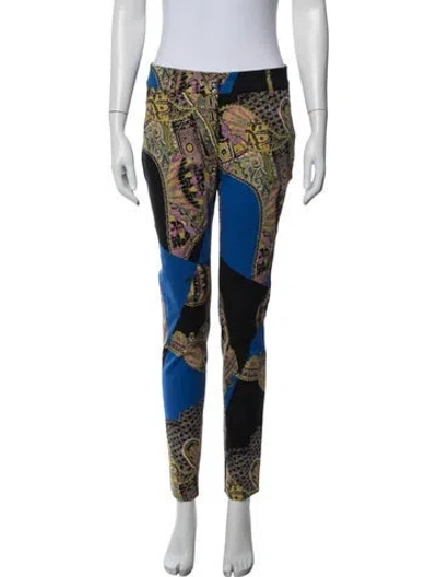 Pre-owned Etro Paisley Print Skinny Leg Pants In Blue