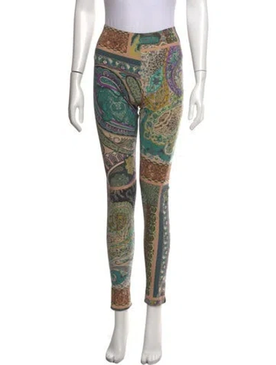 Pre-owned Etro Paisley Print Skinny Leg Pants In Blue/yellow