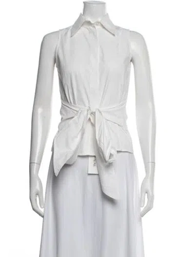 Pre-owned Etro Paisley Print Sleeveless Button-up Top In White
