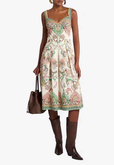 Etro Floral Print Dress In White