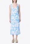 Etro Summer Paisley Silk Twill Midi Dress