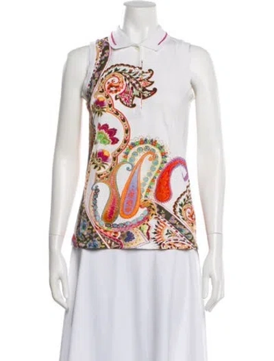 Pre-owned Etro Paisley Print Sleeveless Polo In Blue