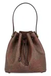 Etro Paisley Print Small Bucket Bag In Brown