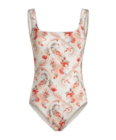 Etro Paisley-print Square-neck Swimsuit In Nude