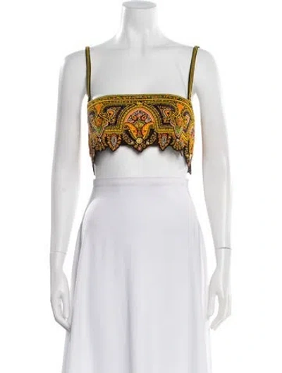 Pre-owned Etro Paisley Print Square Neckline Crop Top In Multi