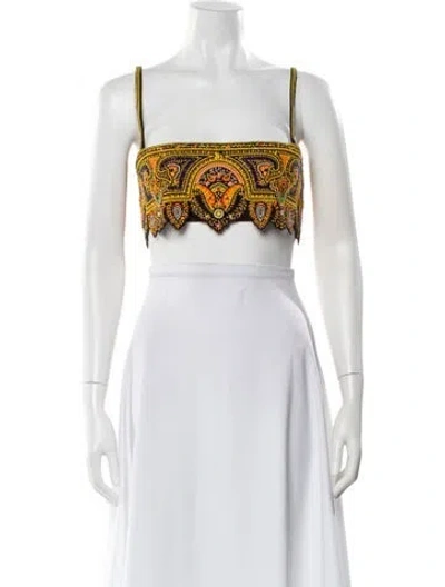 Pre-owned Etro Paisley Print Square Neckline Crop Top In Multi