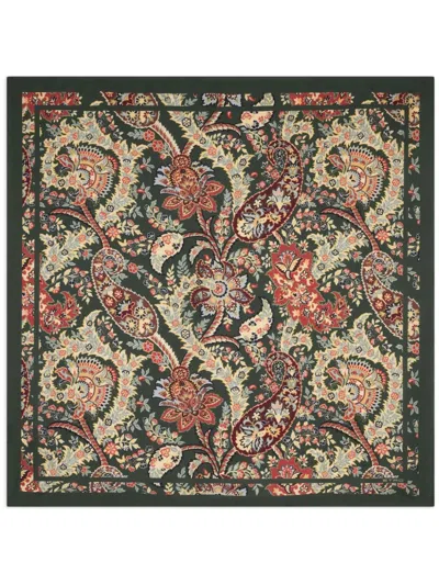 Etro Paisley-print Square Silk Scarf In Green