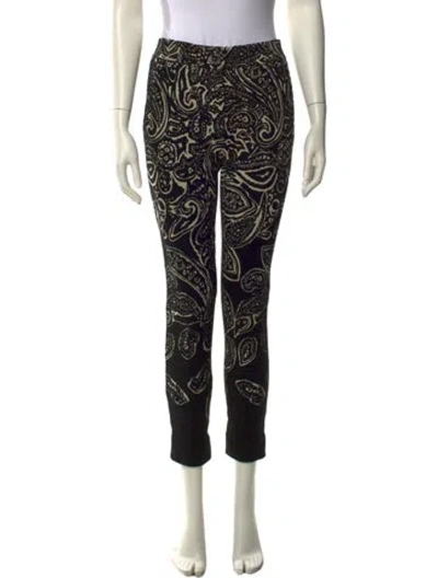 Pre-owned Etro Paisley Print Straight Leg Pants In Black