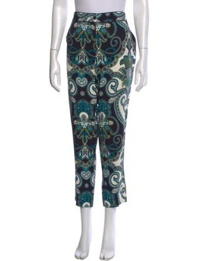 Pre-owned Etro Paisley Print Straight Leg Pants In Blue