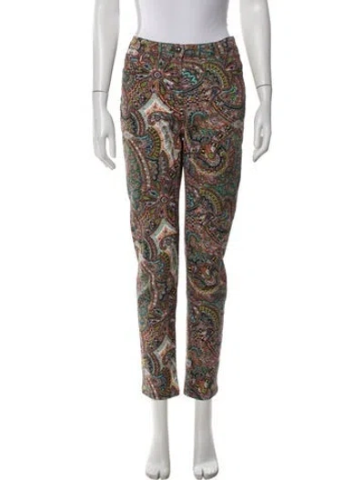 Pre-owned Etro Paisley Print Straight Leg Pants In Blue