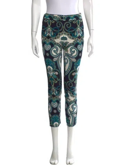 Pre-owned Etro Paisley Print Straight Leg Pants In Blue