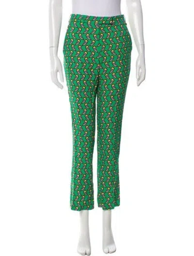 Pre-owned Etro Paisley Print Straight Leg Pants In Green