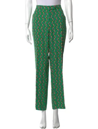 Pre-owned Etro Paisley Print Straight Leg Pants In Green