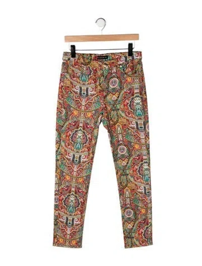 Pre-owned Etro Paisley Print Straight Leg Pants In Multi