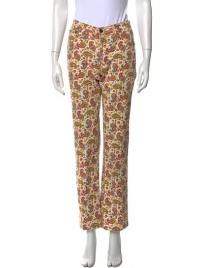 Pre-owned Etro Paisley Print Straight Leg Pants In Neutral