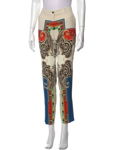Pre-owned Etro Paisley Print Straight Leg Pants In Neutrals