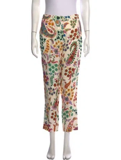Pre-owned Etro Paisley Print Straight Leg Pants In Neutrals