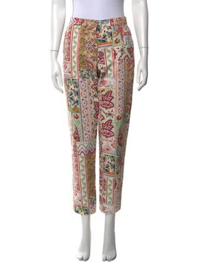 Pre-owned Etro Paisley Print Straight Leg Pants In Red
