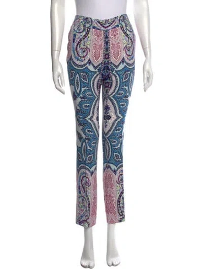 Pre-owned Etro Paisley Print Straight Leg Pants In White