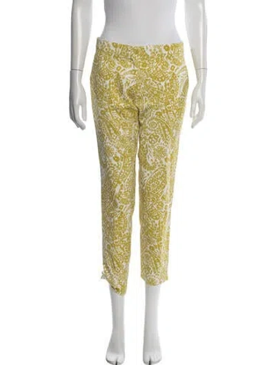 Pre-owned Etro Paisley Print Straight Leg Pants In White/yellow