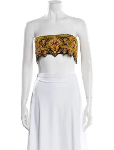 Pre-owned Etro Paisley Print Strapless Crop Top In Multi