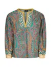 Etro Paisley Print Stretch Cotton Poplin Blouse