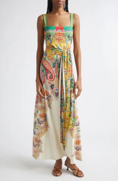 Etro Paisley Print Stretch Maxi Sundress In Multi