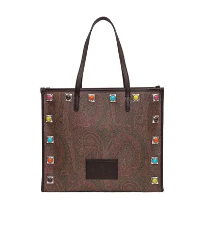 ETRO MEDIUM PAISLEY CROWN ME SHOPPING BAG
