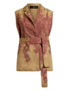 Etro Paisley-print Suede Waistcoat In Brown